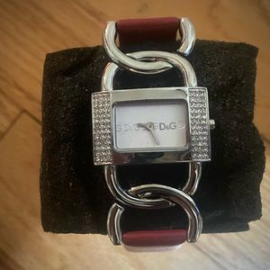 Dolce & Gabbana Red Leather Diamond Watch